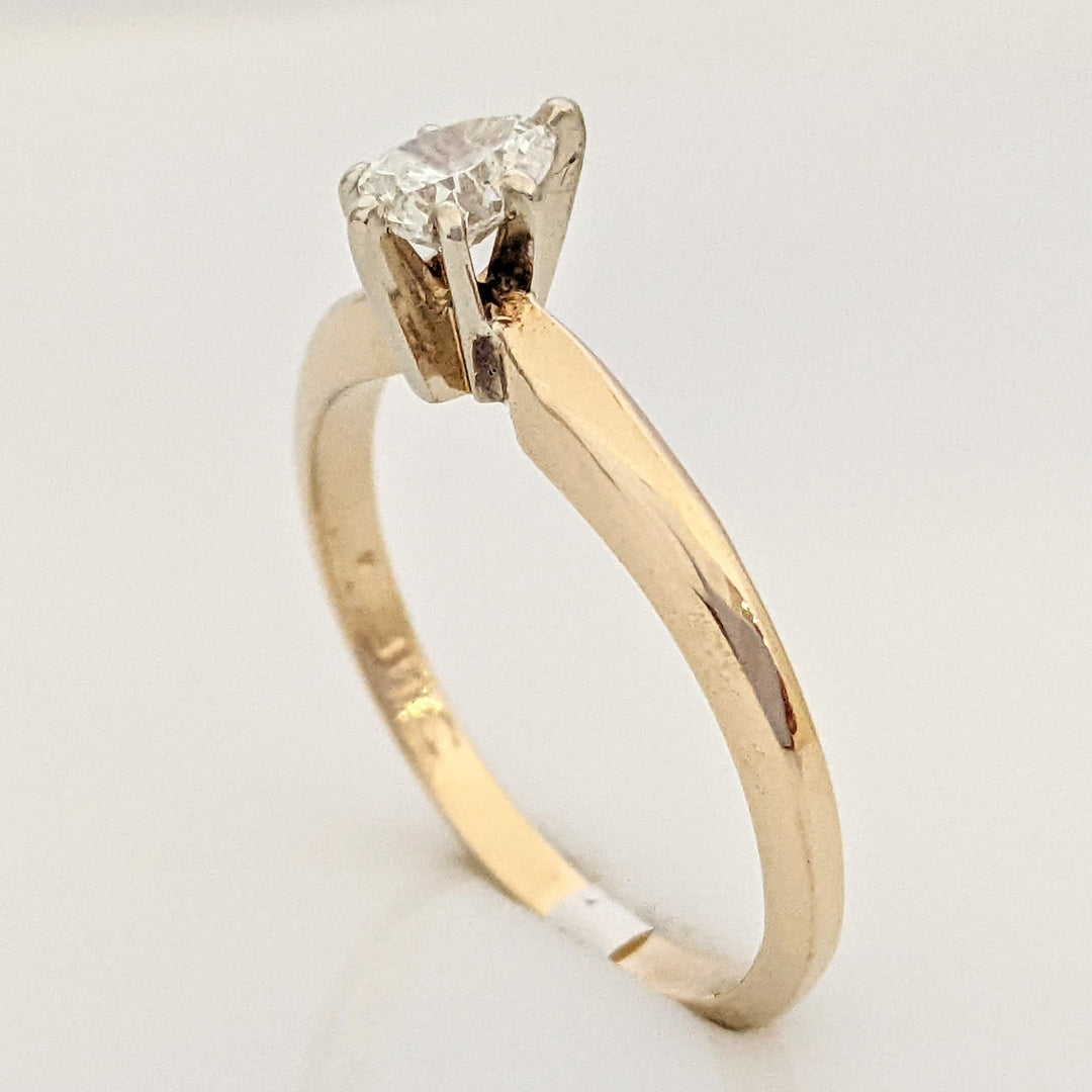 14K .31 CARAT TOTAL SI H DIAMOND PEAR SOLITAIRE ESTATE RING 2.1 GRAMS