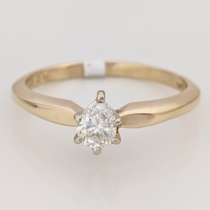 14K .31 CARAT TOTAL SI H DIAMOND PEAR SOLITAIRE ESTATE RING 2.1 GRAMS