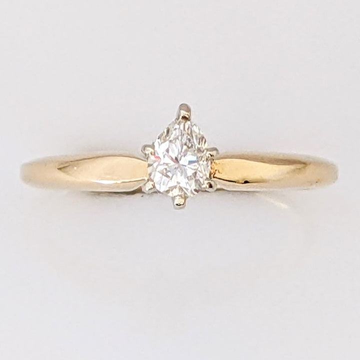 14K .31 CARAT TOTAL SI H DIAMOND PEAR SOLITAIRE ESTATE RING 2.1 GRAMS