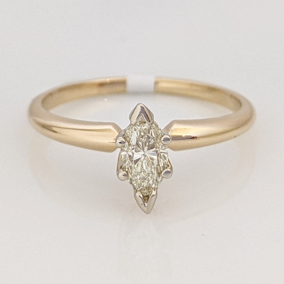 14K .38 CARAT TOTAL VS2 I DIAMOND MARQUISE CUT SOLITAIRE ESTATE RING 1.6 GRAMS