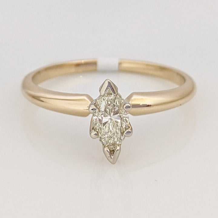 14K .38 CARAT TOTAL VS2 I DIAMOND MARQUISE CUT SOLITAIRE ESTATE RING 1.6 GRAMS