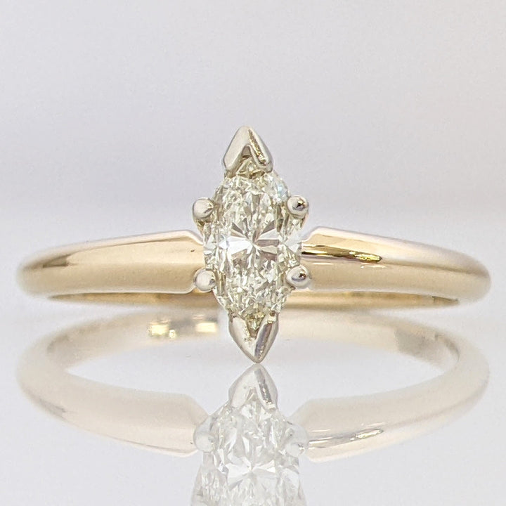 14K .38 CARAT TOTAL VS2 I DIAMOND MARQUISE CUT SOLITAIRE ESTATE RING 1.6 GRAMS