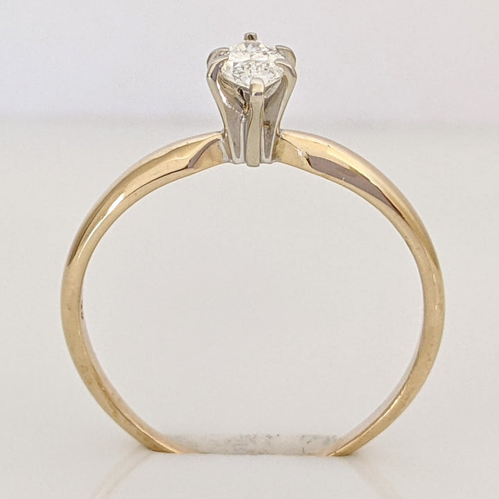 14K .34 CARAT TOTAL WEIGHT SI2 G DIAMOND MARQUISE CUT SOLITAIRE ESTATE RING 1.7 GRAMS