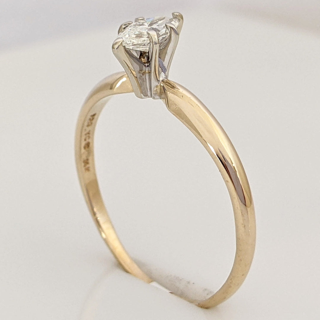 14K .34 CARAT TOTAL WEIGHT SI2 G DIAMOND MARQUISE CUT SOLITAIRE ESTATE RING 1.7 GRAMS
