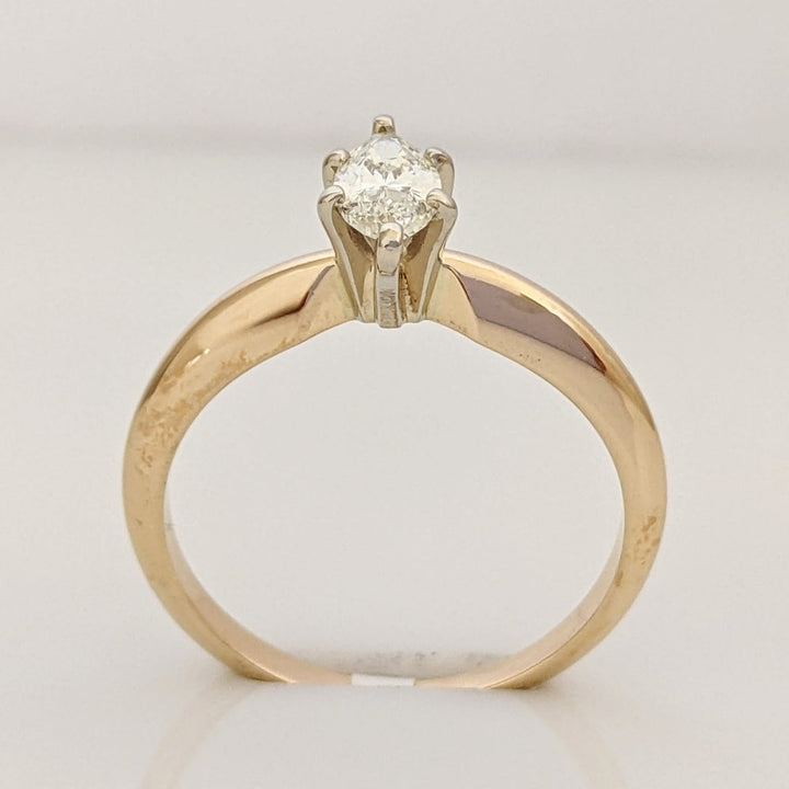 14K .37 CARAT TOTAL SI2 I DIAMOND MARQUISE CUT SOLITAIRE ESTATE RING 2.4 GRAMS