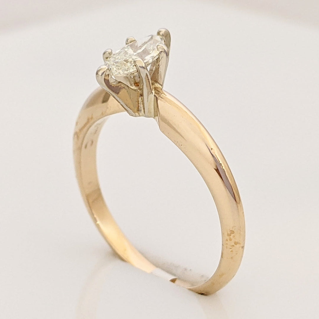14K .37 CARAT TOTAL SI2 I DIAMOND MARQUISE CUT SOLITAIRE ESTATE RING 2.4 GRAMS