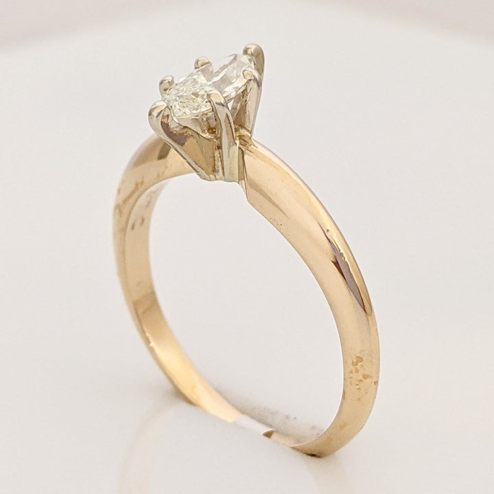 14K .37 CARAT TOTAL SI2 I DIAMOND MARQUISE CUT SOLITAIRE ESTATE RING 2.4 GRAMS