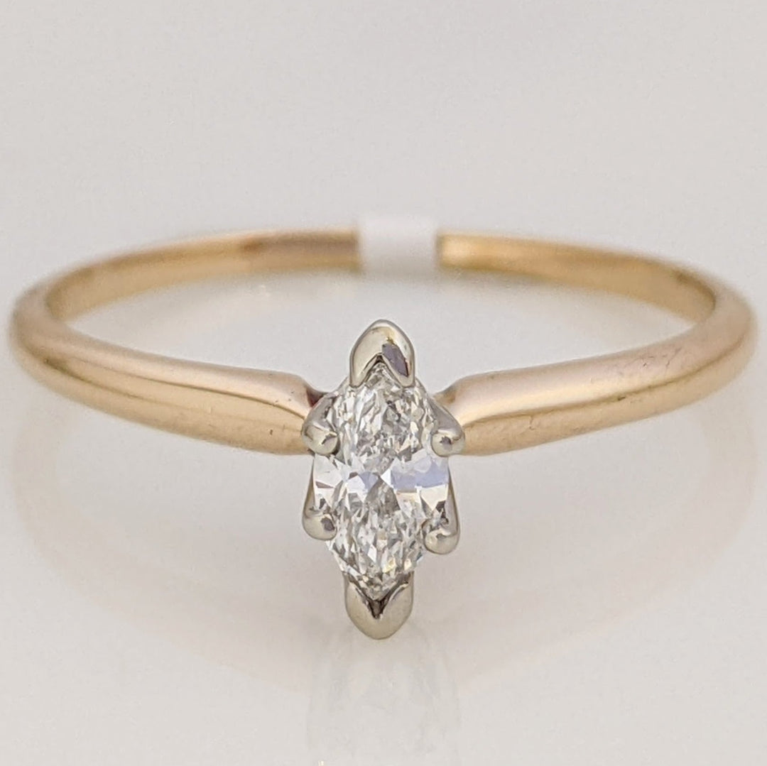 14K .29 CARAT TOTAL I1 E DIAMOND MARQUISE CUT SOLITAIRE ESTATE RING 1.9 GRAMS
