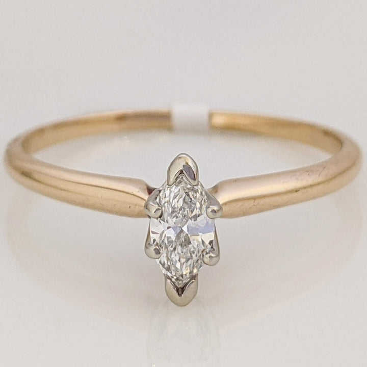 14K .29 CARAT TOTAL I1 E DIAMOND MARQUISE CUT SOLITAIRE ESTATE RING 1.9 GRAMS