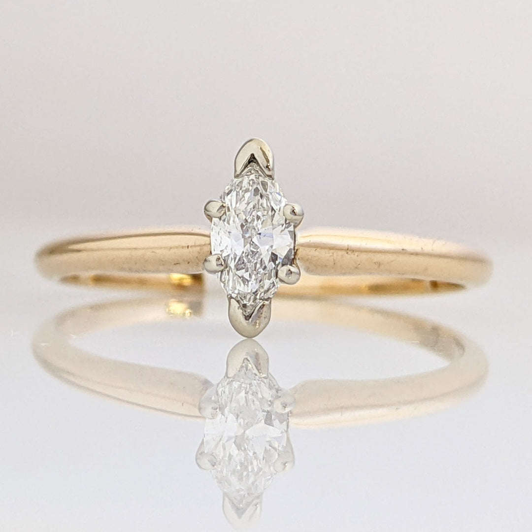 14K .29 CARAT TOTAL I1 E DIAMOND MARQUISE CUT SOLITAIRE ESTATE RING 1.9 GRAMS