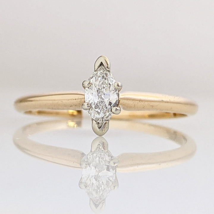 14K .29 CARAT TOTAL I1 E DIAMOND MARQUISE CUT SOLITAIRE ESTATE RING 1.9 GRAMS