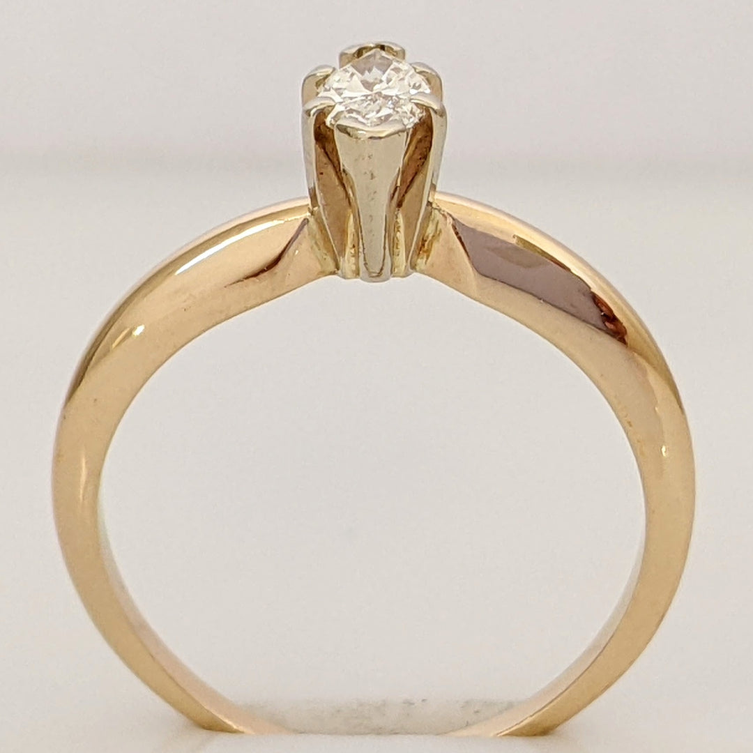 14K .22 CARAT TOTAL WEIGHT SI1 J DIAMOND MARQUISE CUT SOLITAIRE ESTATE RING 2.4 GRAMS