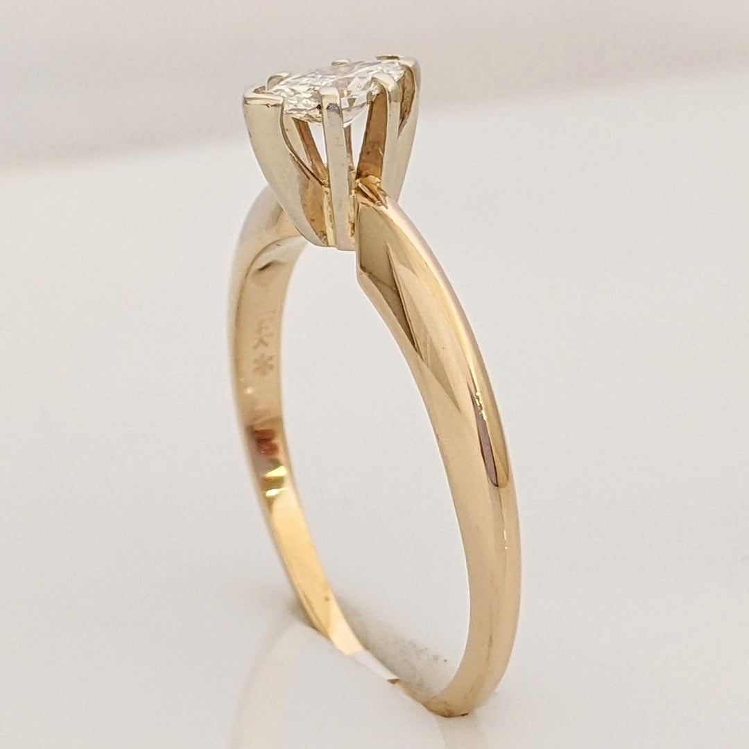 14K .22 CARAT TOTAL WEIGHT SI1 J DIAMOND MARQUISE CUT SOLITAIRE ESTATE RING 2.4 GRAMS