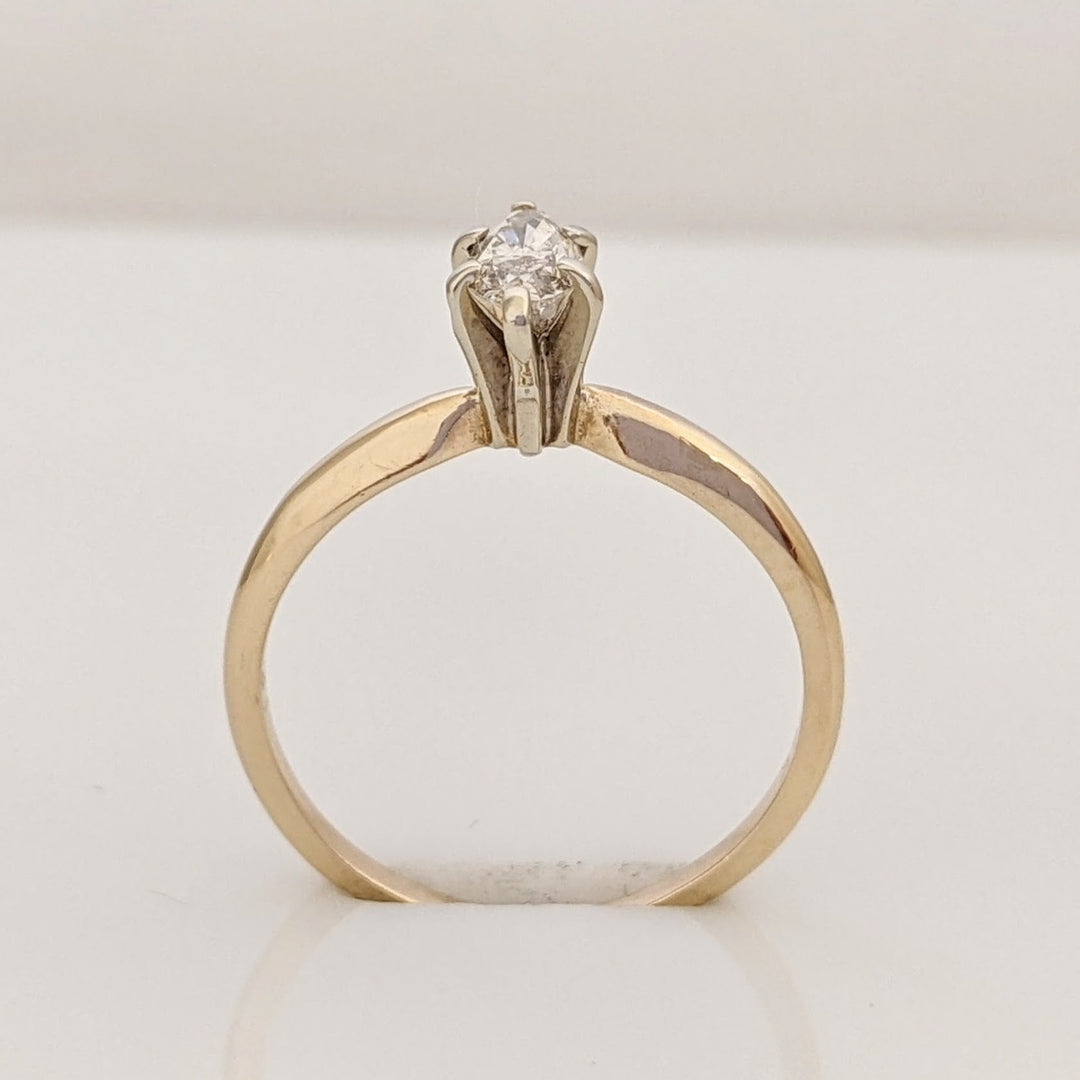 14K .31 CARAT TOTAL SI K DIAMOND MARQUISE CUT SOLITAIRE ESTATE RING 1.5 GRAMS