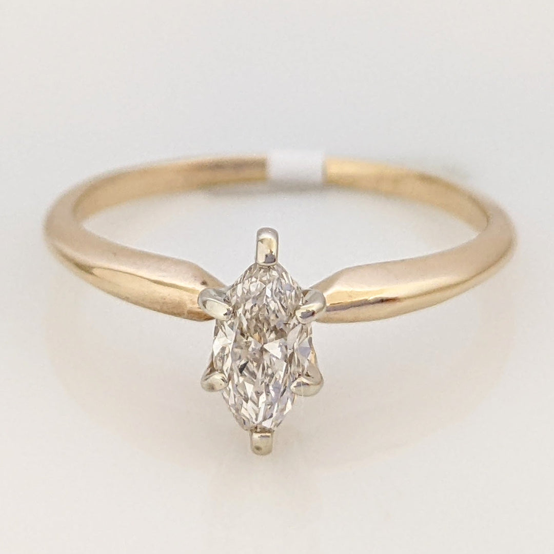 14K .31 CARAT TOTAL SI K DIAMOND MARQUISE CUT SOLITAIRE ESTATE RING 1.5 GRAMS