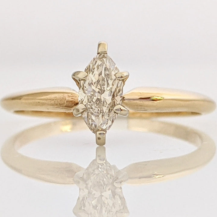 14K .31 CARAT TOTAL SI K DIAMOND MARQUISE CUT SOLITAIRE ESTATE RING 1.5 GRAMS
