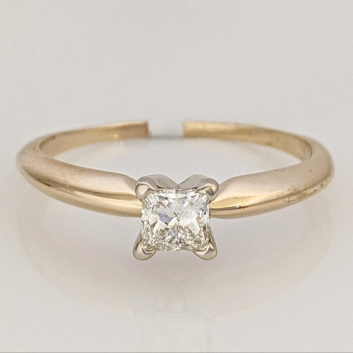 14K .28 CARAT TOTAL  SI2 G DIAMOND PRINCESS CUT SOLITAIRE ESTATE RING 2.0 GRAMS