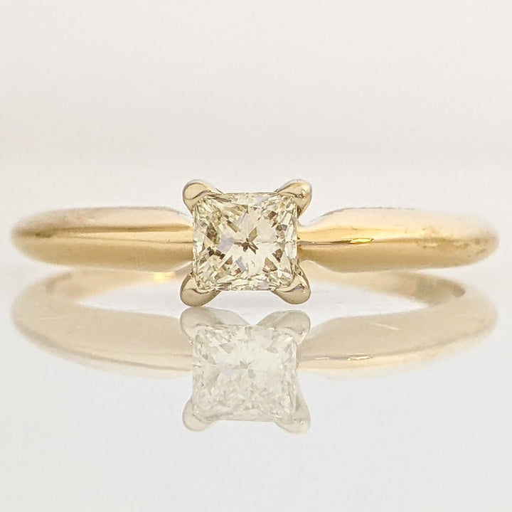 14K .28 CARAT TOTAL  SI2 G DIAMOND PRINCESS CUT SOLITAIRE ESTATE RING 2.0 GRAMS