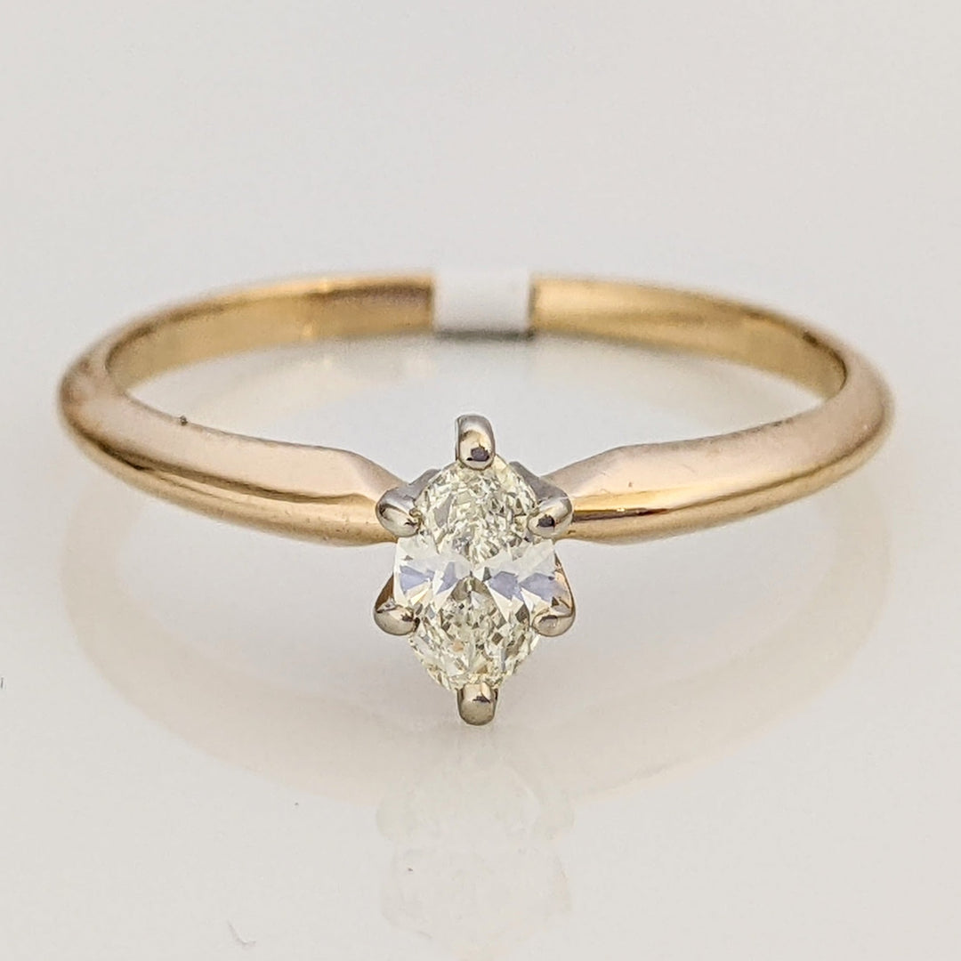 14K .24 CARAT TOTAL SI I DIAMOND MARQUISE CUT SOLITAIRE ESTATE RING 1.6 GRAMS