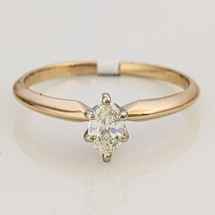 14K .24 CARAT TOTAL SI I DIAMOND MARQUISE CUT SOLITAIRE ESTATE RING 1.6 GRAMS
