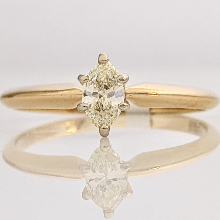 14K .24 CARAT TOTAL SI I DIAMOND MARQUISE CUT SOLITAIRE ESTATE RING 1.6 GRAMS