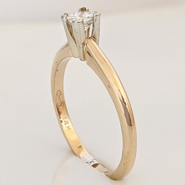 14K .19 CARAT TOTAL SI2 G DIAMOND PRINCESS CUT SOLITAIRE ESTATE RING 2.1 GRAMS