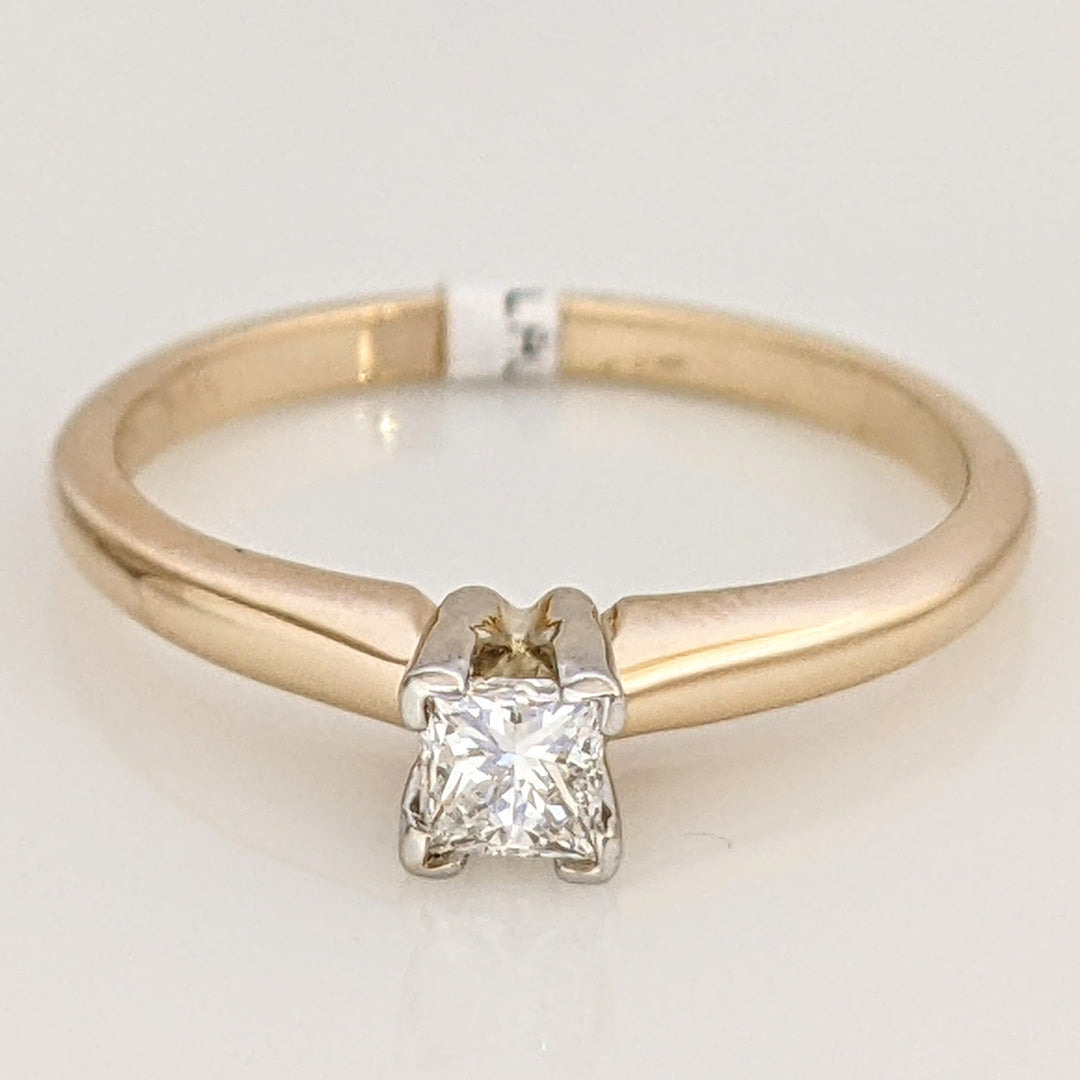 14K .19 CARAT TOTAL SI2 G DIAMOND PRINCESS CUT SOLITAIRE ESTATE RING 2.1 GRAMS
