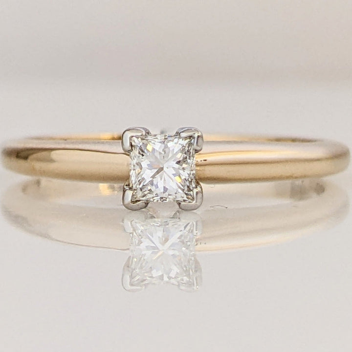 14K .19 CARAT TOTAL SI2 G DIAMOND PRINCESS CUT SOLITAIRE ESTATE RING 2.1 GRAMS