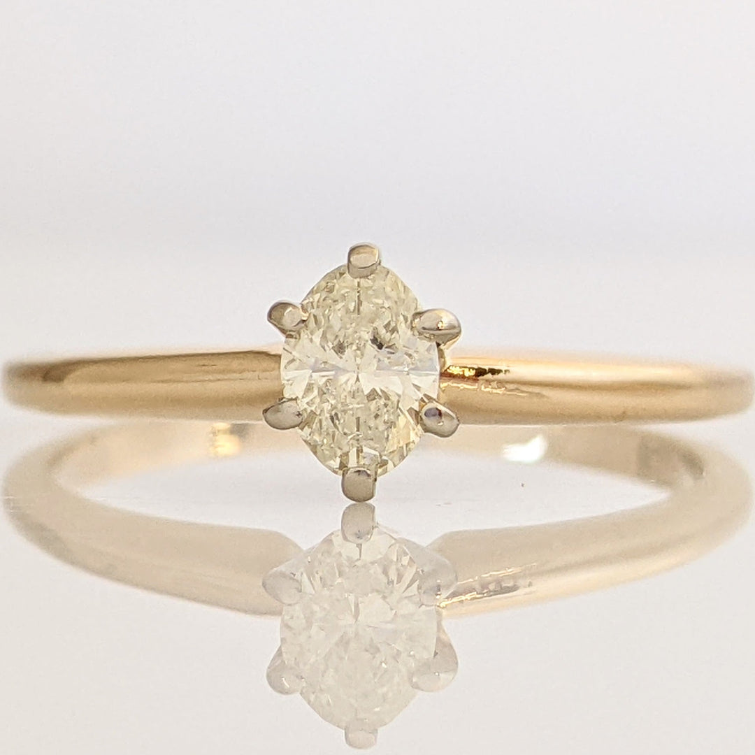 14K .32 CARAT TOTAL WEIGHT SI2 J DIAMOND OVAL SOLITAIRE ESTATE RING 2.0 GRAMS