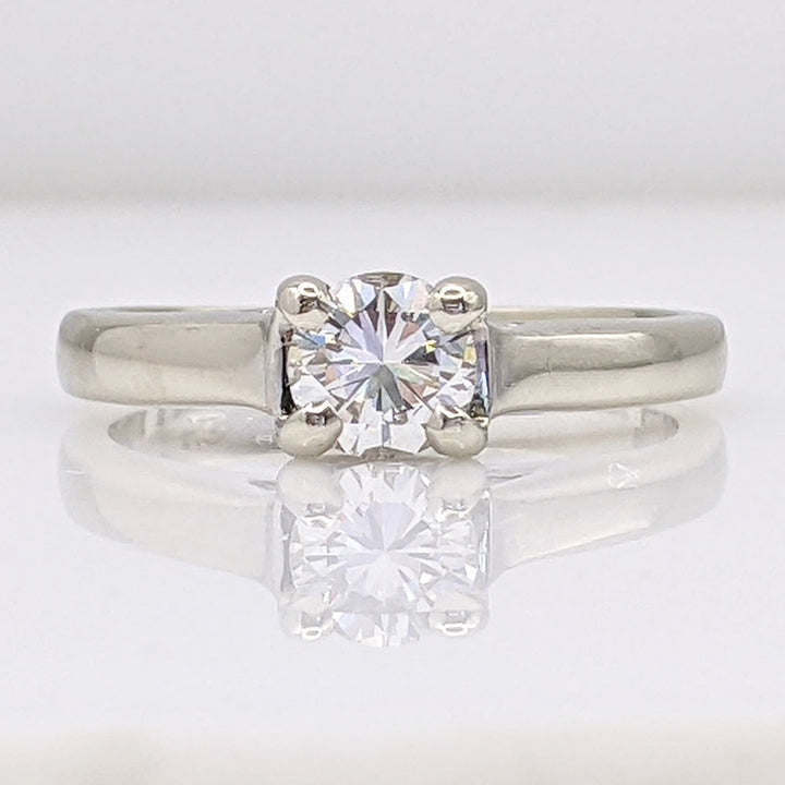 14K WHITE .56 CARAT TOTAL VVS2 J DIAMOND ROUND 4-PRONG ESTATE SOLITAIRE RING 3.1 GRAMS