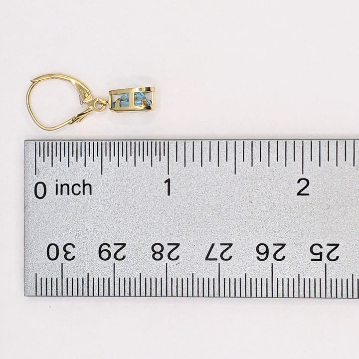 10K BLUE TOPAZ PEAR 5X7 BEZEL LEVERBACK ESTATE EARRINGS 1.5 GRAMS