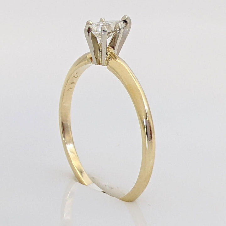 14K .24 CARAT TOTAL SI1 I-J DIAMOND PEAR SOLITAIRE ESTATE RING 1.5 GRAMS