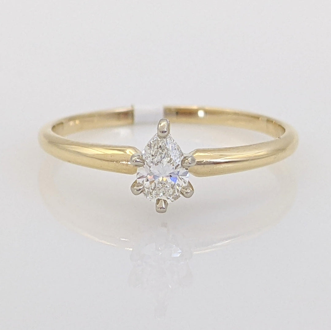 14K .24 CARAT TOTAL SI1 I-J DIAMOND PEAR SOLITAIRE ESTATE RING 1.5 GRAMS