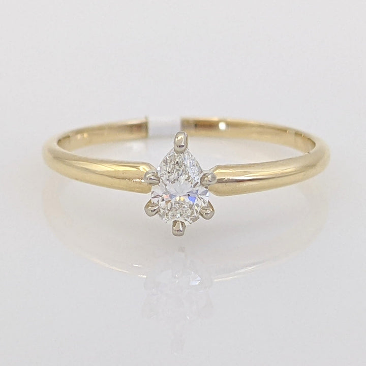 14K .24 CARAT TOTAL SI1 I-J DIAMOND PEAR SOLITAIRE ESTATE RING 1.5 GRAMS