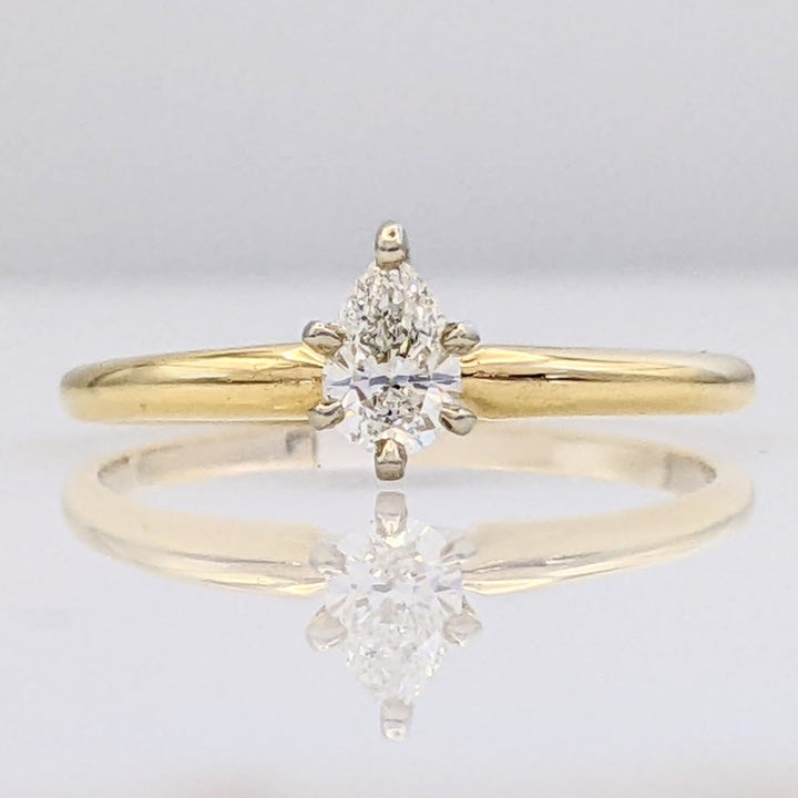 14K .24 CARAT TOTAL SI1 I-J DIAMOND PEAR SOLITAIRE ESTATE RING 1.5 GRAMS