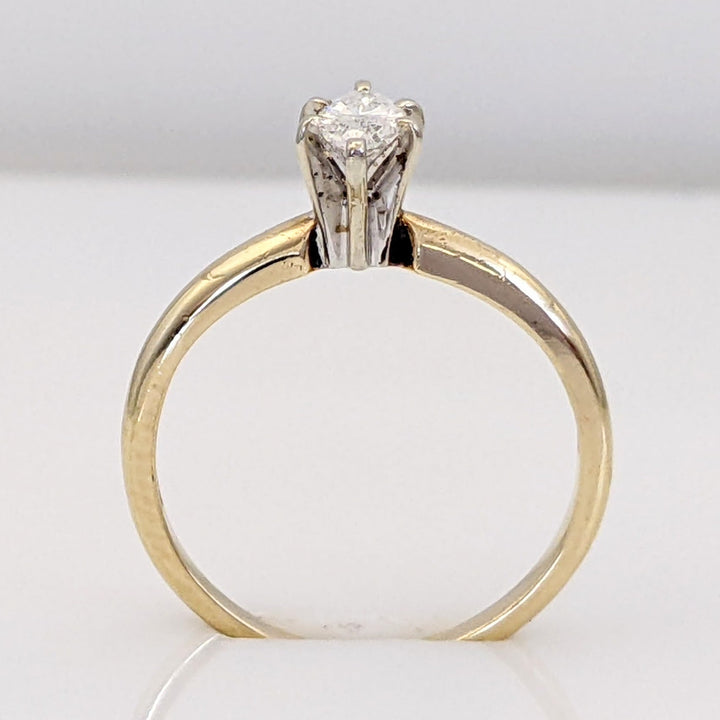 14K .28 CARAT TOTAL I1 H DIAMOND MARQUISE CUT SOLITAIRE ESTATE RING 1.8 GRAMS