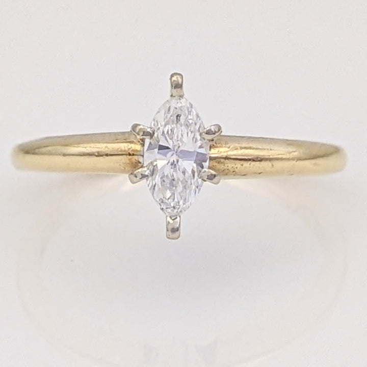 14K .28 CARAT TOTAL I1 H DIAMOND MARQUISE CUT SOLITAIRE ESTATE RING 1.8 GRAMS