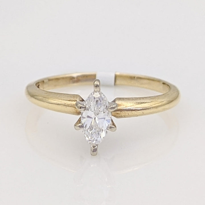 14K .28 CARAT TOTAL I1 H DIAMOND MARQUISE CUT SOLITAIRE ESTATE RING 1.8 GRAMS