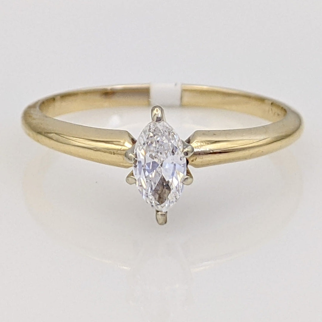14K .25 CARAT TOTAL SI I DIAMOND MARQUISE CUT SOLITAIRE ESTATE RING 1.8 GRAMS