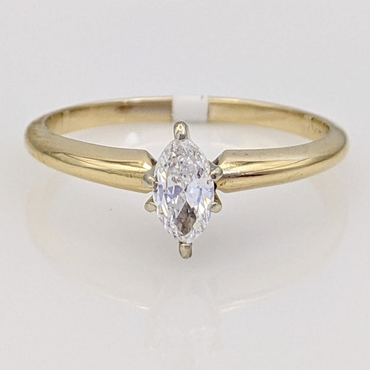 14K .25 CARAT TOTAL SI I DIAMOND MARQUISE CUT SOLITAIRE ESTATE RING 1.8 GRAMS