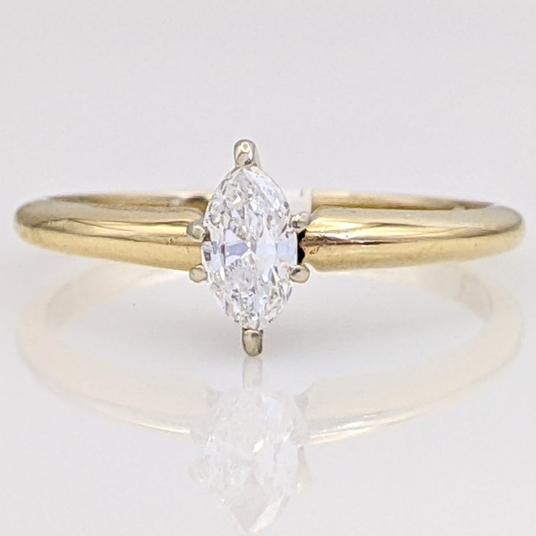 14K .25 CARAT TOTAL SI I DIAMOND MARQUISE CUT SOLITAIRE ESTATE RING 1.8 GRAMS