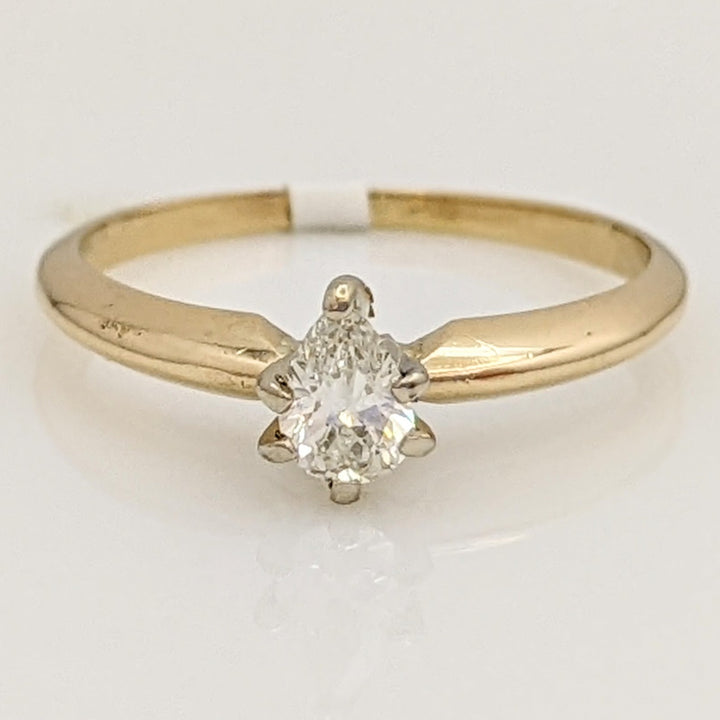 14K .22 CARAT TOTAL SI I DIAMOND PEAR SOLITAIRE ESTATE RING 1.7 GRAMS