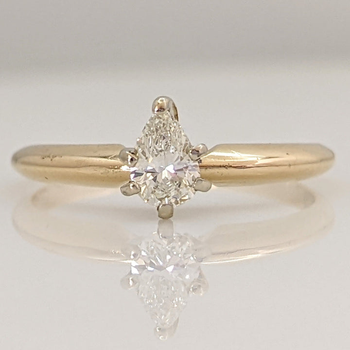 14K .22 CARAT TOTAL SI I DIAMOND PEAR SOLITAIRE ESTATE RING 1.7 GRAMS