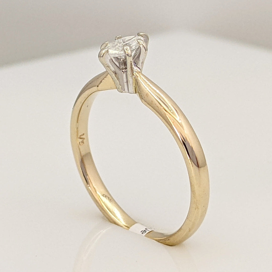 14K .23 CARAT TOTAL I1 F DIAMOND MARQUISE SOLITAIRE ESTATE RING 2.3 GRAMS