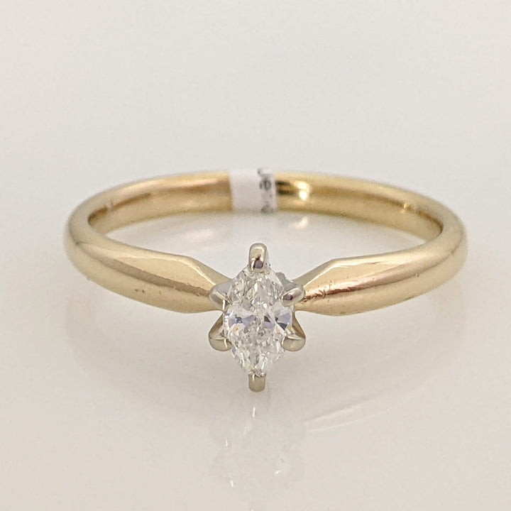 14K .23 CARAT TOTAL I1 F DIAMOND MARQUISE SOLITAIRE ESTATE RING 2.3 GRAMS