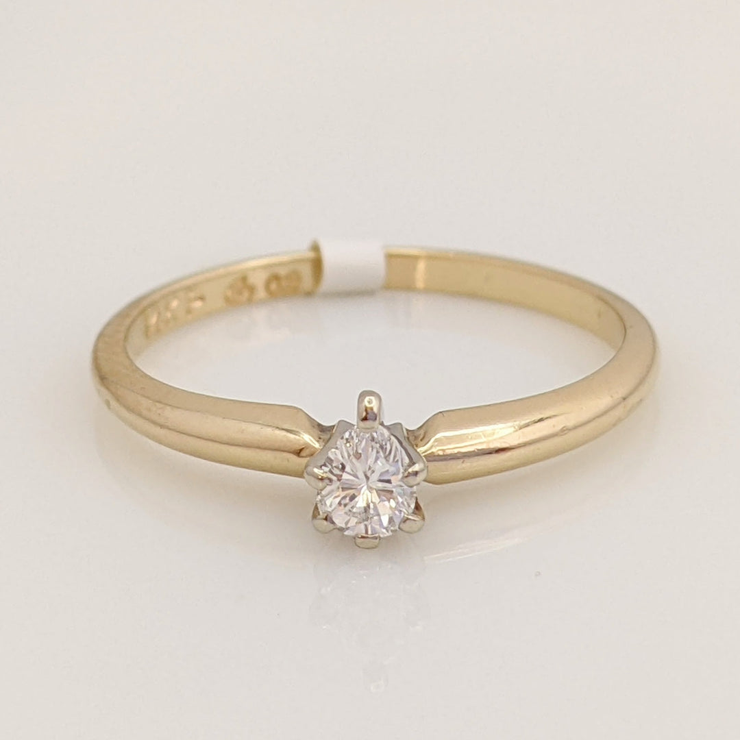 14K .14 CARAT TOTAL SI2 G DIAMOND PEAR SOLITAIRE ESTATE RING 1.6 GRAMS