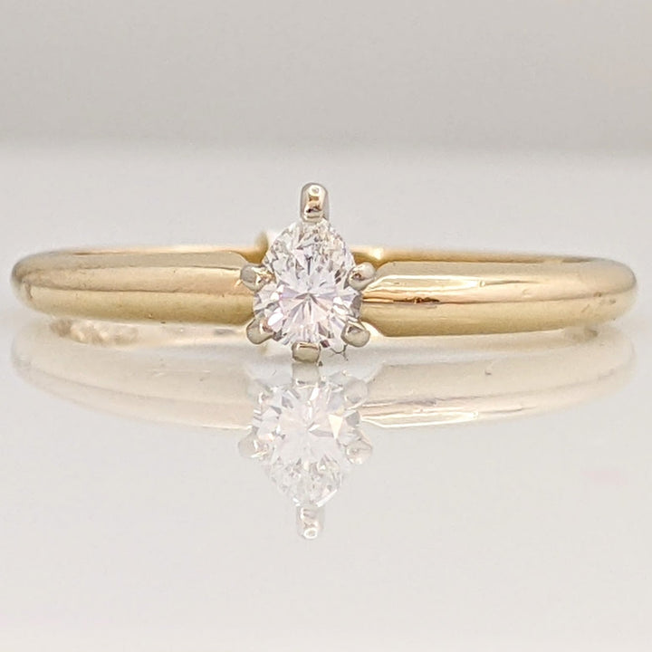 14K .14 CARAT TOTAL SI2 G DIAMOND PEAR SOLITAIRE ESTATE RING 1.6 GRAMS