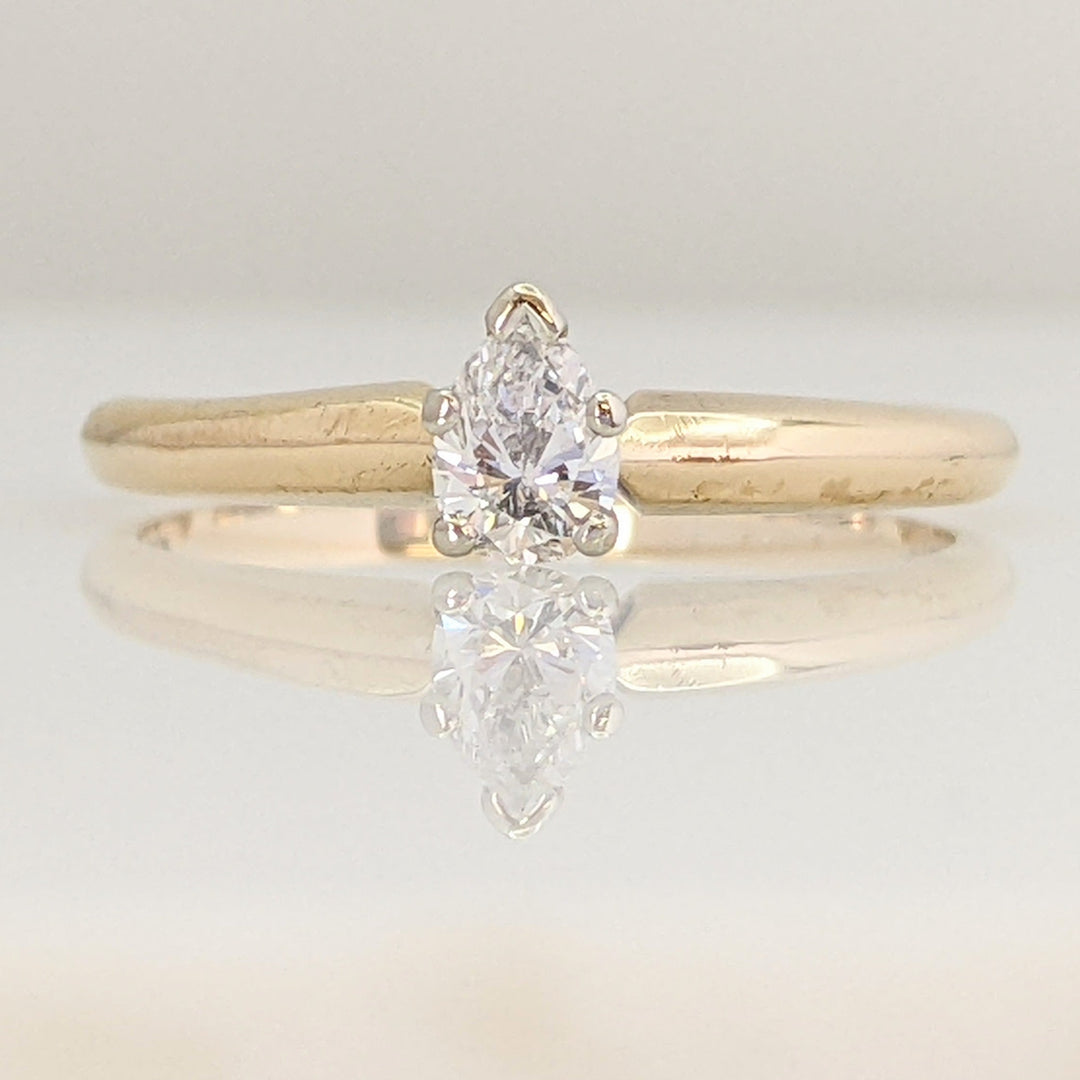 14K .17 CARAT TOTAL SI2 G DIAMOND PEAR SOLITAIRE ESTATE RING 1.8 GRAMS