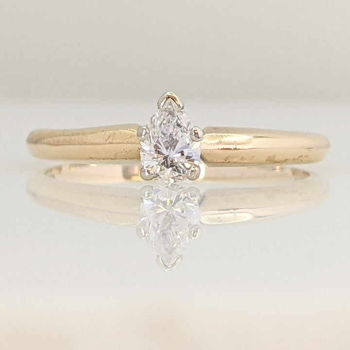 14K .17 CARAT TOTAL SI2 G DIAMOND PEAR SOLITAIRE ESTATE RING 1.8 GRAMS