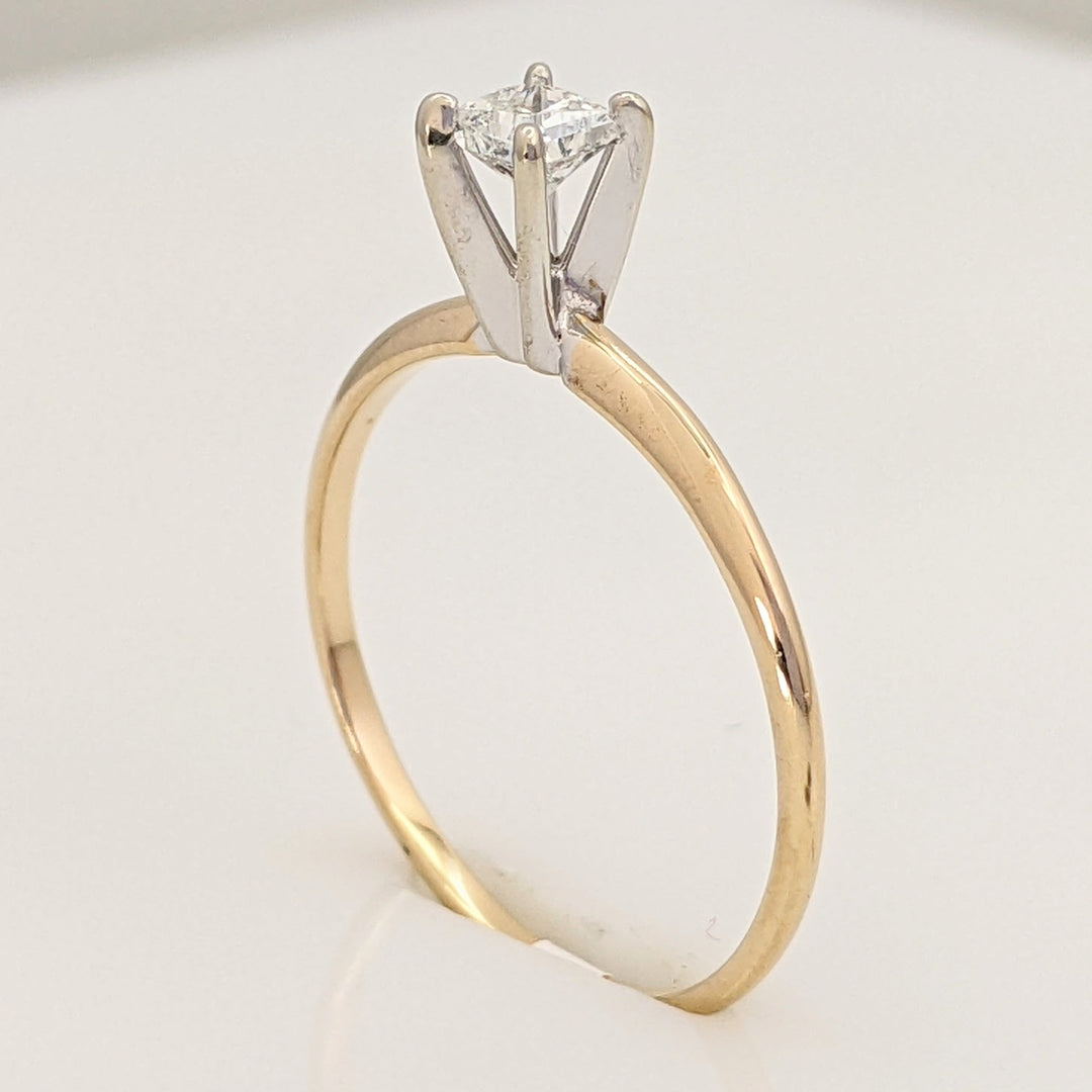 14K .16 CARAT TOTAL SI1 G DIAMOND PRINCESS CUT SOLITAIRE ESTATE RING 1.1 GRAMS